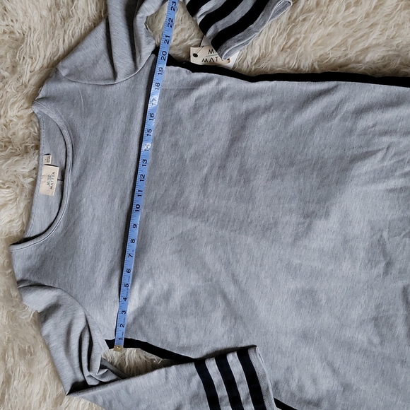 Mind Matter SoHo Varsity Style Shift Tee Shirt Dress Heathered Gray Navy Blue - Picture 9 of 10